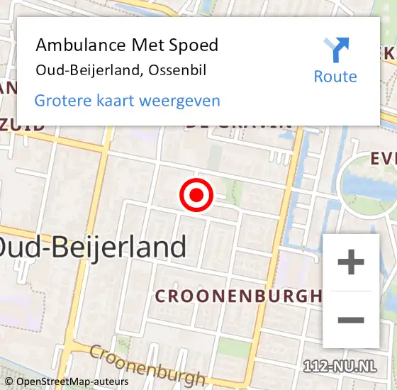 Locatie op kaart van de 112 melding: Ambulance Met Spoed Naar Oud-Beijerland, Ossenbil op 19 november 2023 02:31