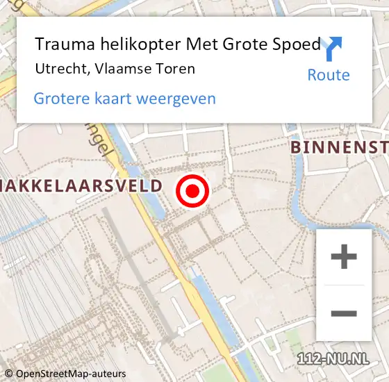 Locatie op kaart van de 112 melding: Trauma helikopter Met Grote Spoed Naar Utrecht, Vlaamse Toren op 19 november 2023 06:58