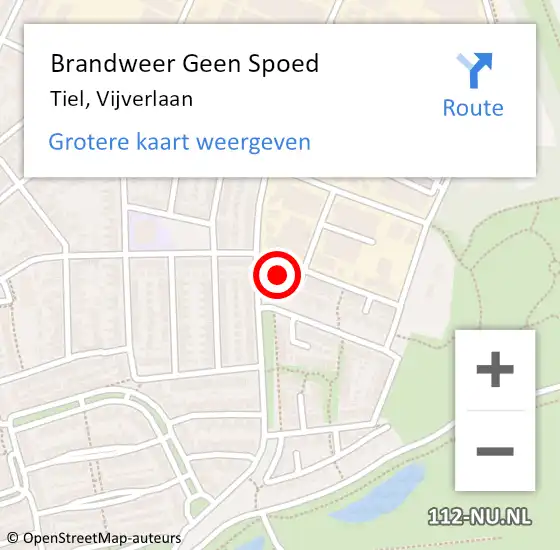 Locatie op kaart van de 112 melding: Brandweer Geen Spoed Naar Tiel, Vijverlaan op 19 november 2023 07:19