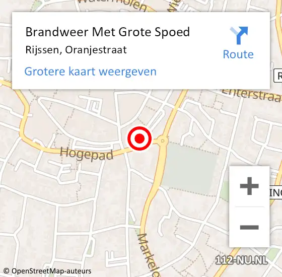 Locatie op kaart van de 112 melding: Brandweer Met Grote Spoed Naar Rijssen, Oranjestraat op 19 november 2023 07:43