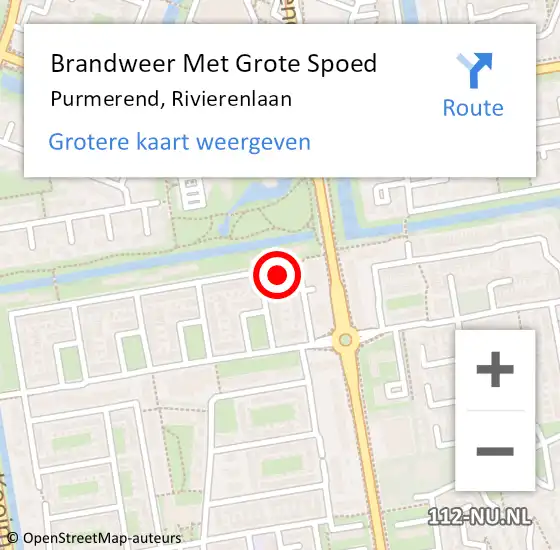 Locatie op kaart van de 112 melding: Brandweer Met Grote Spoed Naar Purmerend, Rivierenlaan op 19 november 2023 08:00