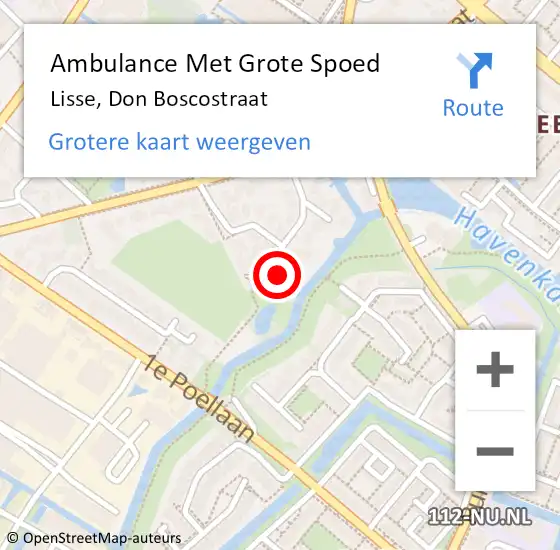 Locatie op kaart van de 112 melding: Ambulance Met Grote Spoed Naar Lisse, Don Boscostraat op 19 november 2023 08:20