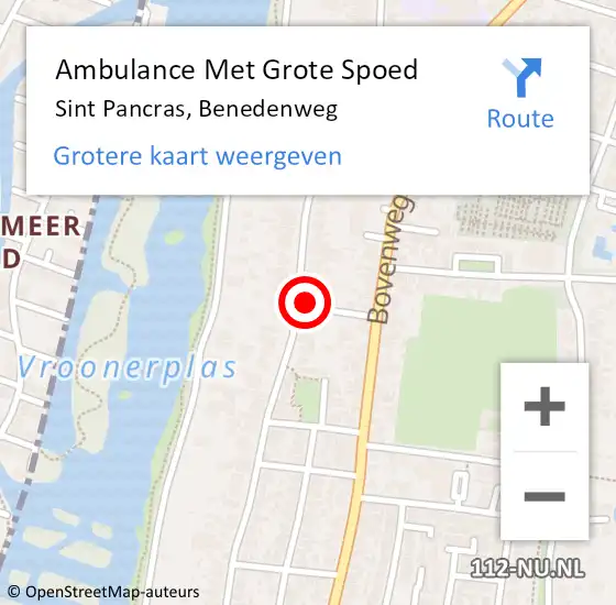 Locatie op kaart van de 112 melding: Ambulance Met Grote Spoed Naar Sint Pancras, Benedenweg op 19 november 2023 08:27