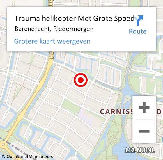 Locatie op kaart van de 112 melding: Trauma helikopter Met Grote Spoed Naar Barendrecht, Riedermorgen op 19 november 2023 08:57