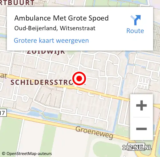 Locatie op kaart van de 112 melding: Ambulance Met Grote Spoed Naar Oud-Beijerland, Witsenstraat op 19 november 2023 09:31