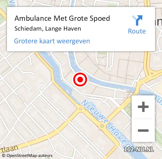 Locatie op kaart van de 112 melding: Ambulance Met Grote Spoed Naar Schiedam, Lange Haven op 19 november 2023 09:41