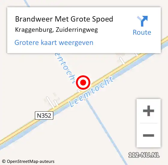 Locatie op kaart van de 112 melding: Brandweer Met Grote Spoed Naar Kraggenburg, Zuiderringweg op 19 november 2023 10:02