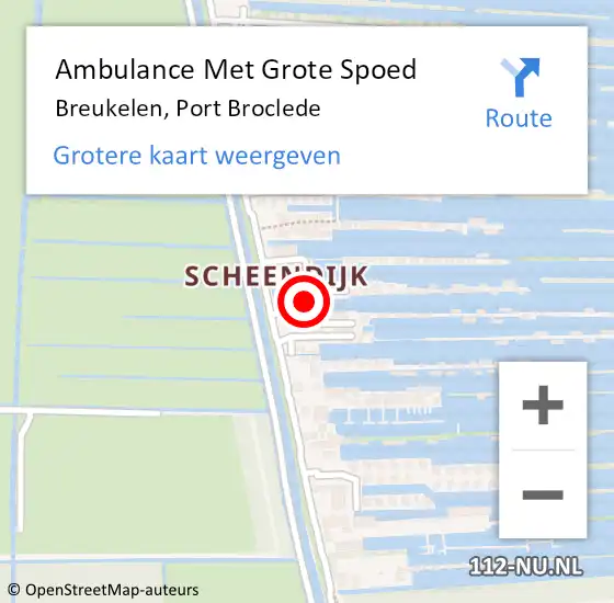 Locatie op kaart van de 112 melding: Ambulance Met Grote Spoed Naar Breukelen, Port Broclede op 15 september 2014 20:22