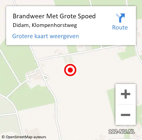Locatie op kaart van de 112 melding: Brandweer Met Grote Spoed Naar Didam, Klompenhorstweg op 19 november 2023 11:41