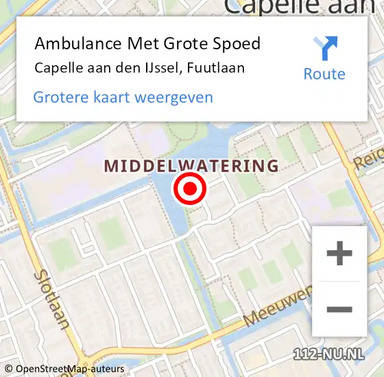 Locatie op kaart van de 112 melding: Ambulance Met Grote Spoed Naar Capelle aan den IJssel, Fuutlaan op 19 november 2023 12:12