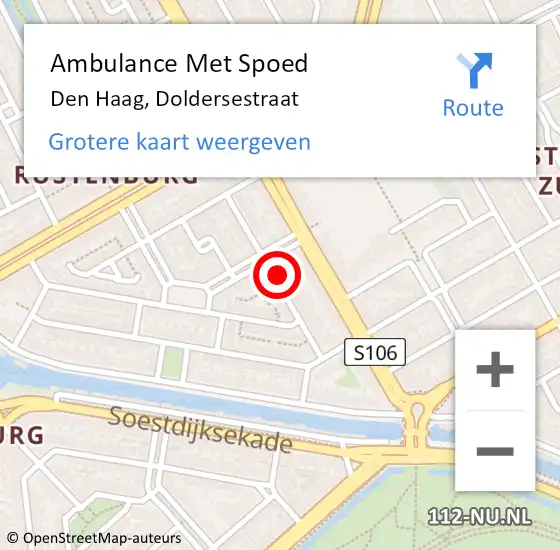 Locatie op kaart van de 112 melding: Ambulance Met Spoed Naar Den Haag, Doldersestraat op 19 november 2023 12:37