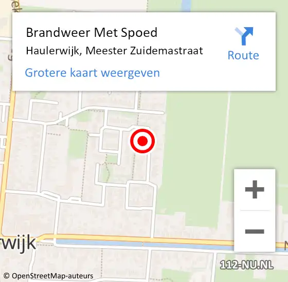 Locatie op kaart van de 112 melding: Brandweer Met Spoed Naar Haulerwijk, Meester Zuidemastraat op 19 november 2023 12:38