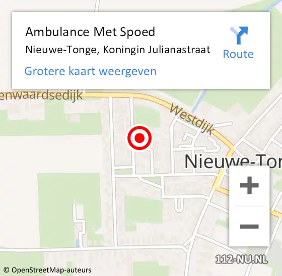 Locatie op kaart van de 112 melding: Ambulance Met Spoed Naar Nieuwe-Tonge, Koningin Julianastraat op 19 november 2023 12:39