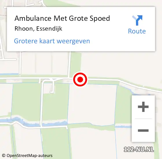 Locatie op kaart van de 112 melding: Ambulance Met Grote Spoed Naar Rhoon, Essendijk op 19 november 2023 13:08