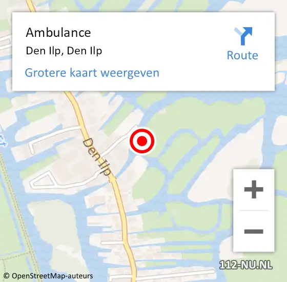 Locatie op kaart van de 112 melding: Ambulance Den Ilp, Den Ilp op 19 november 2023 13:15