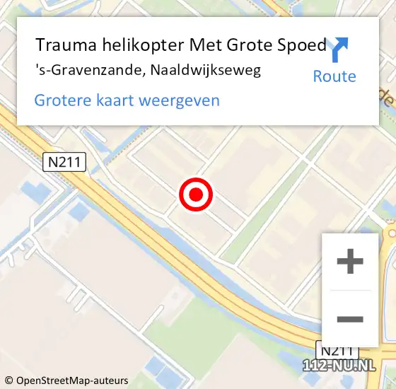 Locatie op kaart van de 112 melding: Trauma helikopter Met Grote Spoed Naar 's-Gravenzande, Naaldwijkseweg op 19 november 2023 13:23