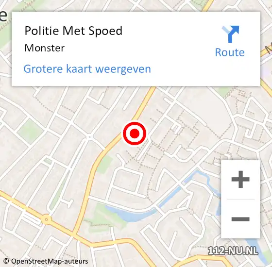 Locatie op kaart van de 112 melding: Politie Met Spoed Naar Monster op 19 november 2023 13:29