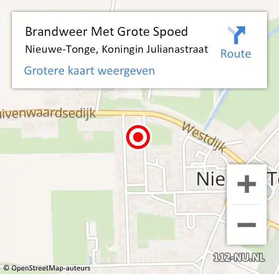 Locatie op kaart van de 112 melding: Brandweer Met Grote Spoed Naar Nieuwe-Tonge, Koningin Julianastraat op 19 november 2023 13:46