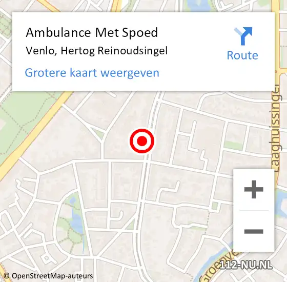 Locatie op kaart van de 112 melding: Ambulance Met Spoed Naar Venlo, Hertog Reinoudsingel op 19 november 2023 13:52