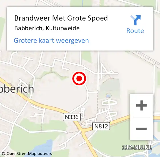 Locatie op kaart van de 112 melding: Brandweer Met Grote Spoed Naar Babberich, Kulturweide op 19 november 2023 13:58