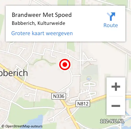 Locatie op kaart van de 112 melding: Brandweer Met Spoed Naar Babberich, Kulturweide op 19 november 2023 14:16