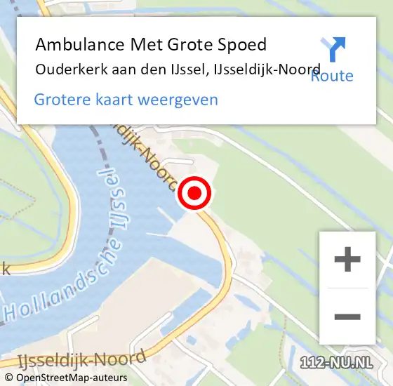 Locatie op kaart van de 112 melding: Ambulance Met Grote Spoed Naar Ouderkerk aan den IJssel, IJsseldijk-Noord op 19 november 2023 14:28