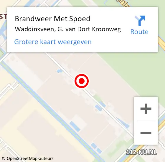 Locatie op kaart van de 112 melding: Brandweer Met Spoed Naar Waddinxveen, G. van Dort Kroonweg op 19 november 2023 14:30