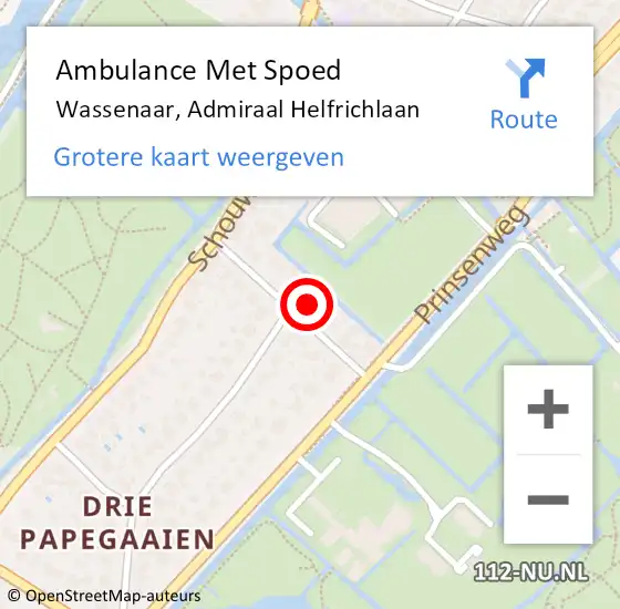 Locatie op kaart van de 112 melding: Ambulance Met Spoed Naar Wassenaar, Admiraal Helfrichlaan op 19 november 2023 14:53