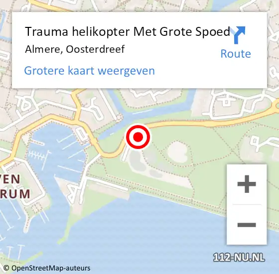 Locatie op kaart van de 112 melding: Trauma helikopter Met Grote Spoed Naar Almere, Oosterdreef op 19 november 2023 14:53