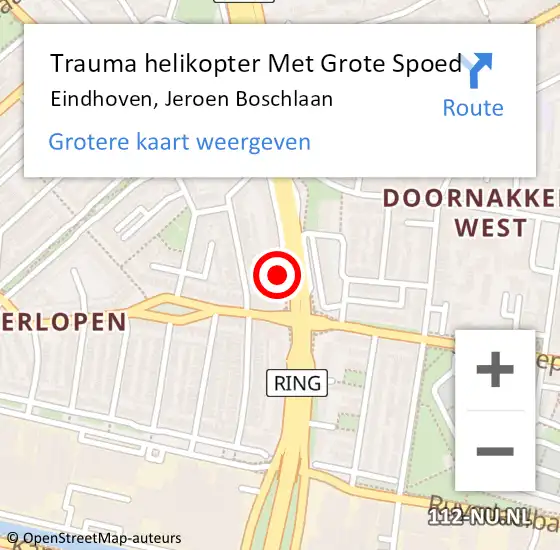 Locatie op kaart van de 112 melding: Trauma helikopter Met Grote Spoed Naar Eindhoven, Jeroen Boschlaan op 19 november 2023 15:09