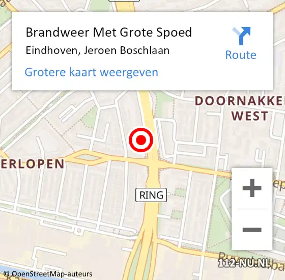 Locatie op kaart van de 112 melding: Brandweer Met Grote Spoed Naar Eindhoven, Jeroen Boschlaan op 19 november 2023 15:11