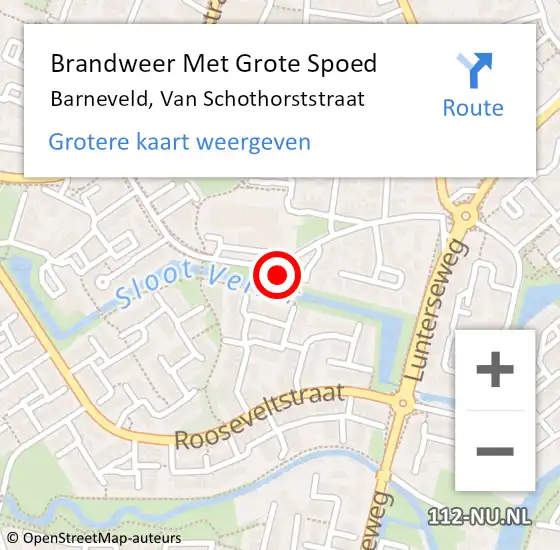 Locatie op kaart van de 112 melding: Brandweer Met Grote Spoed Naar Barneveld, Van Schothorststraat op 19 november 2023 15:24