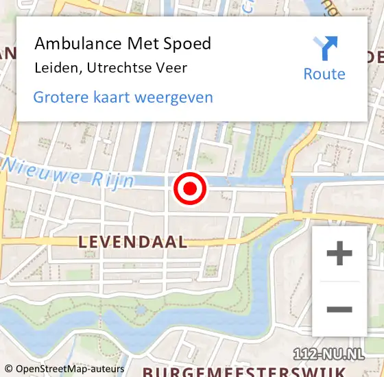 Locatie op kaart van de 112 melding: Ambulance Met Spoed Naar Leiden, Utrechtse Veer op 19 november 2023 15:29