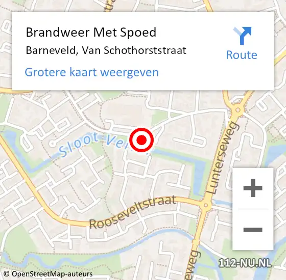 Locatie op kaart van de 112 melding: Brandweer Met Spoed Naar Barneveld, Van Schothorststraat op 19 november 2023 15:42