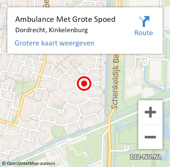 Locatie op kaart van de 112 melding: Ambulance Met Grote Spoed Naar Dordrecht, Kinkelenburg op 19 november 2023 15:56