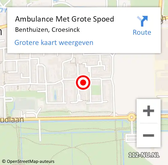 Locatie op kaart van de 112 melding: Ambulance Met Grote Spoed Naar Benthuizen, Croesinck op 19 november 2023 16:01