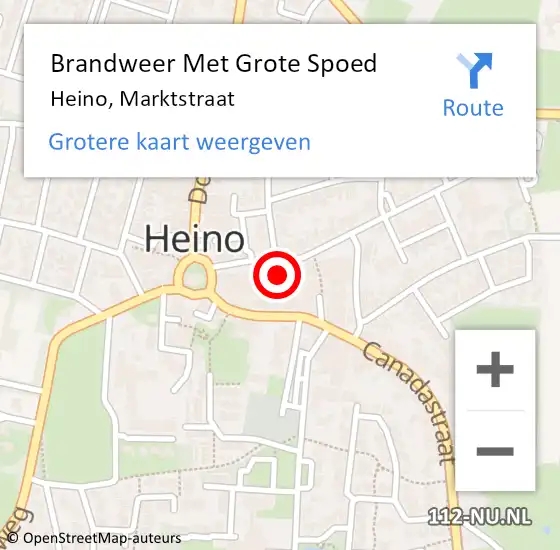 Locatie op kaart van de 112 melding: Brandweer Met Grote Spoed Naar Heino, Marktstraat op 15 september 2014 21:08