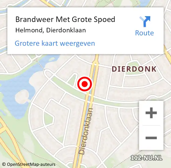 Locatie op kaart van de 112 melding: Brandweer Met Grote Spoed Naar Helmond, Dierdonklaan op 19 november 2023 16:29