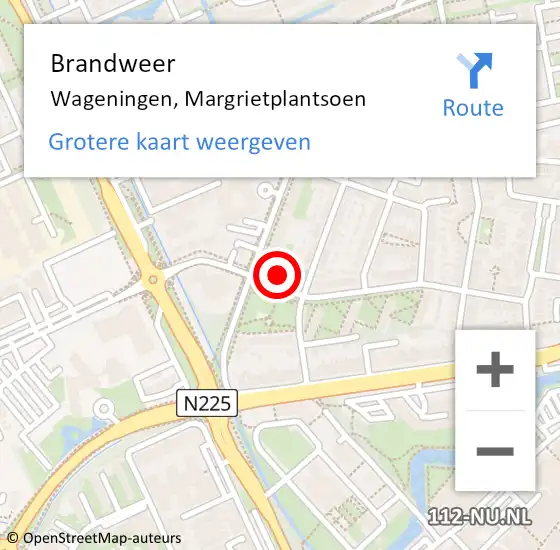 Locatie op kaart van de 112 melding: Brandweer Wageningen, Margrietplantsoen op 19 november 2023 16:36