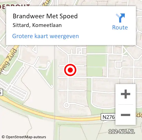 Locatie op kaart van de 112 melding: Brandweer Met Spoed Naar Sittard, Komeetlaan op 19 november 2023 16:37