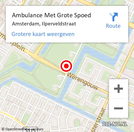 Locatie op kaart van de 112 melding: Ambulance Met Grote Spoed Naar Amsterdam, Ilperveldstraat op 19 november 2023 16:48