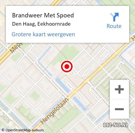Locatie op kaart van de 112 melding: Brandweer Met Spoed Naar Den Haag, Eekhoornrade op 19 november 2023 17:10