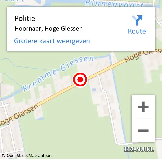 Locatie op kaart van de 112 melding: Politie Hoornaar, Hoge Giessen op 19 november 2023 17:51