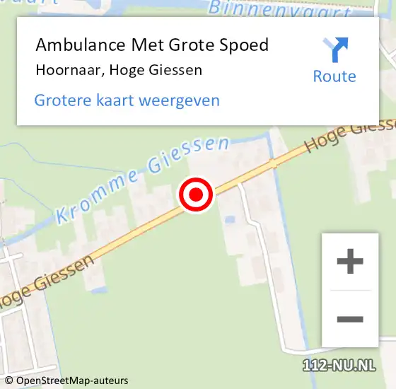 Locatie op kaart van de 112 melding: Ambulance Met Grote Spoed Naar Hoornaar, Hoge Giessen op 19 november 2023 17:51