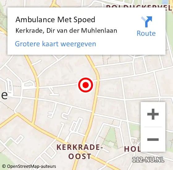 Locatie op kaart van de 112 melding: Ambulance Met Spoed Naar Kerkrade, Dir van der Muhlenlaan op 15 september 2014 21:22