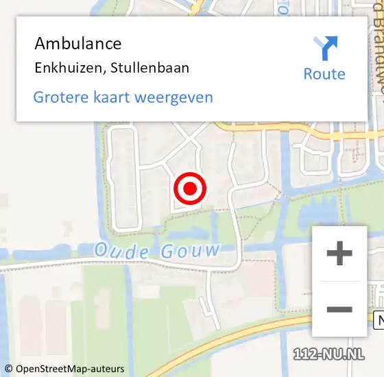 Locatie op kaart van de 112 melding: Ambulance Enkhuizen, Stullenbaan op 19 november 2023 18:27