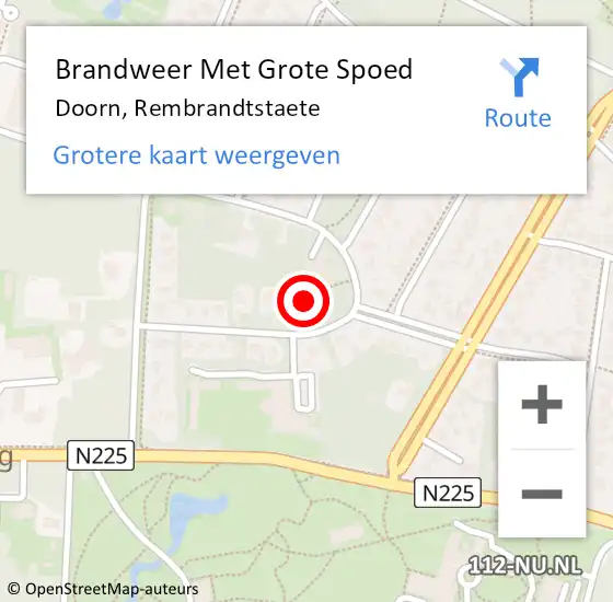 Locatie op kaart van de 112 melding: Brandweer Met Grote Spoed Naar Doorn, Rembrandtstaete op 19 november 2023 18:34