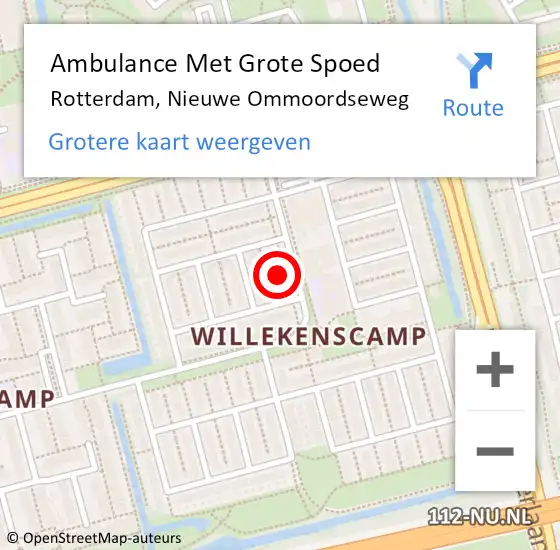 Locatie op kaart van de 112 melding: Ambulance Met Grote Spoed Naar Rotterdam, Nieuwe Ommoordseweg op 19 november 2023 18:38