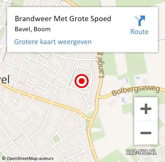 Locatie op kaart van de 112 melding: Brandweer Met Grote Spoed Naar Bavel, Boom op 19 november 2023 18:42