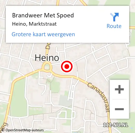 Locatie op kaart van de 112 melding: Brandweer Met Spoed Naar Heino, Marktstraat op 15 september 2014 21:30